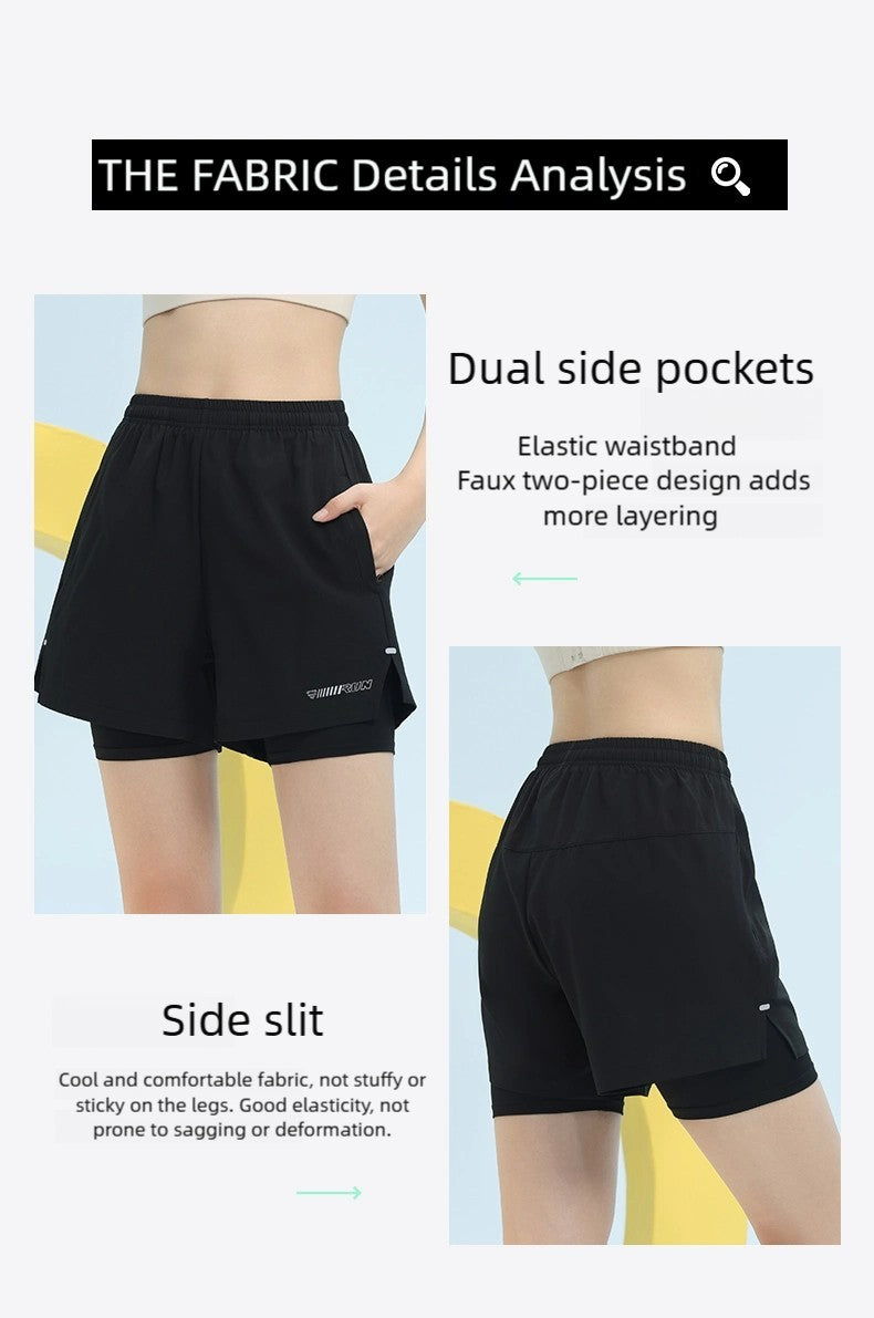 PHIGEER High Waist Yoga Shorts Summer 2 in 1 Quick Dry Workout Shorts with Pockets Women Lightweight Sweatshort Gym Clothes New