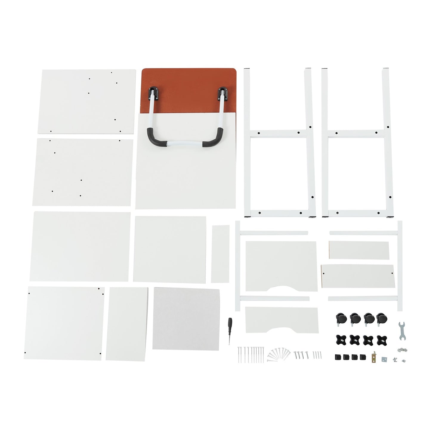 Foldable Laptop Desk with Wheels Height Adjustable Bedside Computer Table Portable Bedroom Office Table