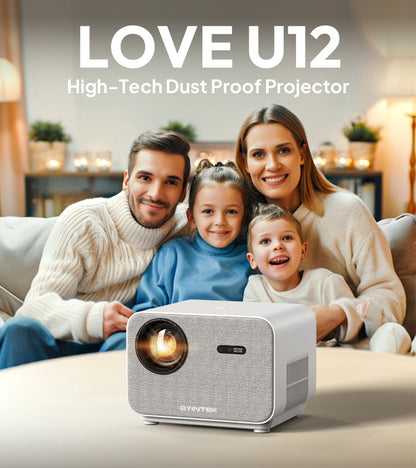 Projetor BYINTEK LOVE U12 Full HD 1080P 4K 800 ANSI Android WiFi 6 Foco Automático para Home Theater, Filmes e Reuniões