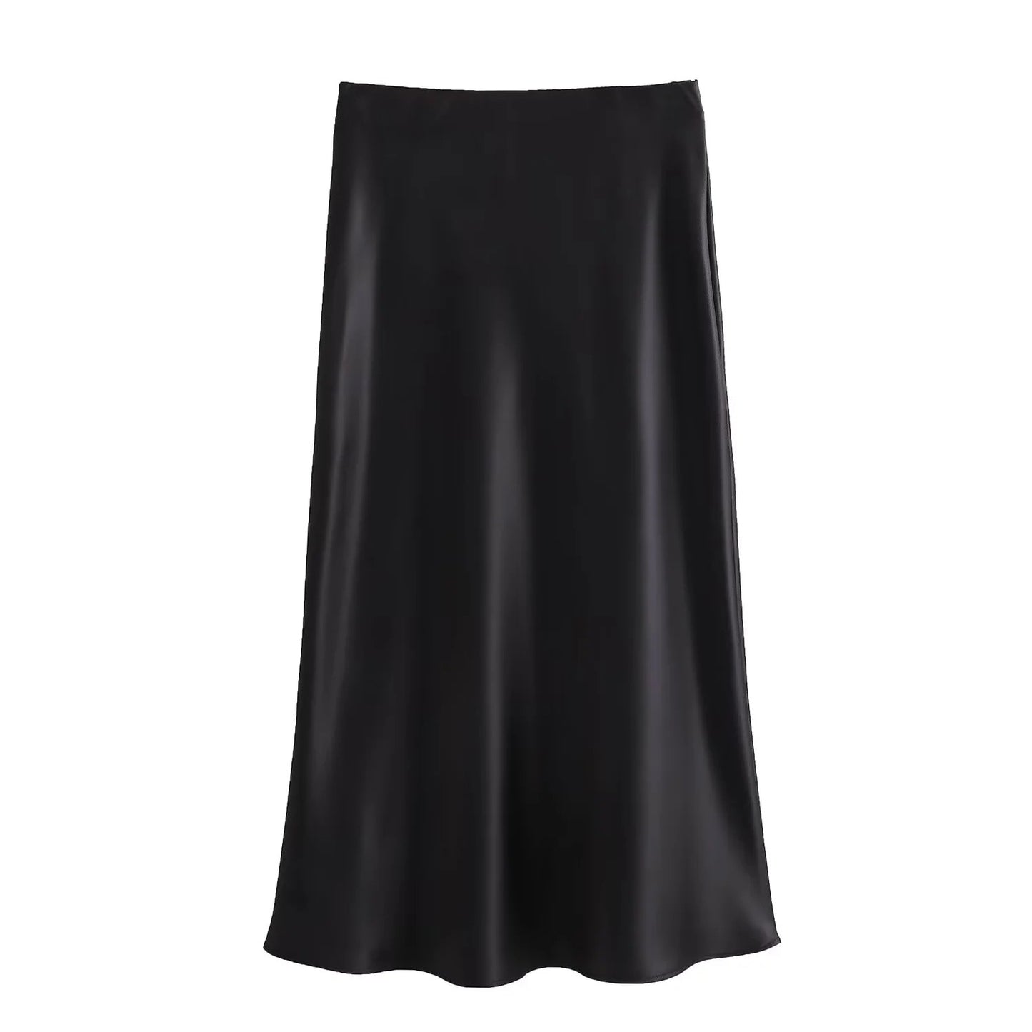 XNWMNZ Women's Fashion 2023 Flowing Satin Midi Skirt Women Vintage Elastic High