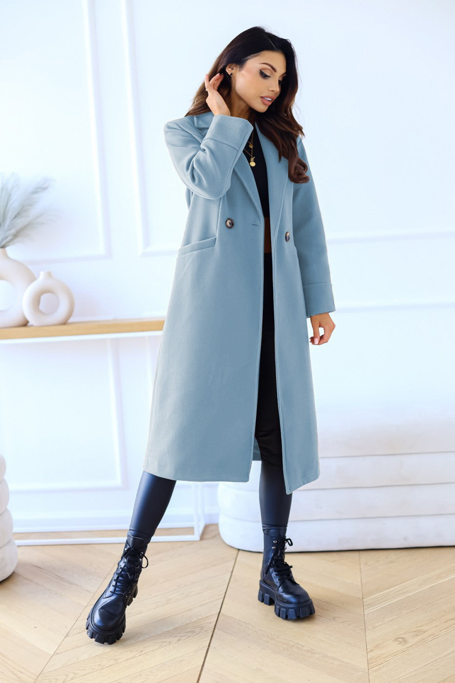Autumn and winter 2024 new women's long woolen coat Korean version of the loose temperament haute overcoat coat