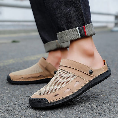 Soft Sole Male Simple Slippers Breathable Mens Summer Sneakers Casual Half Shoes Leisure Walk Half Drag Outdoor Non-Slip Sandals