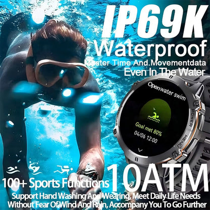 2026 Novo Smartwatch Esportivo Militar com GPS Atualizado Bateria de 1000mAh Tela AMOLED de 1,7 polegadas Bússola Altímetro Chamada Relógio Esportivo Impermeável 10ATM