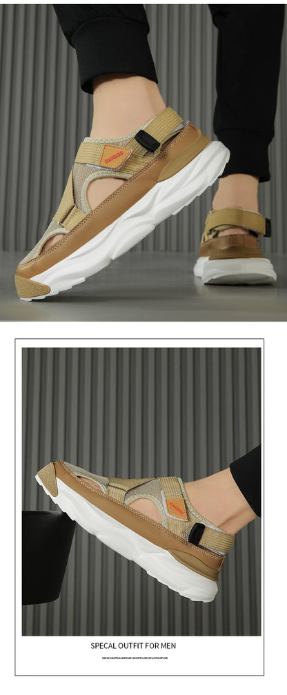 Men's Sandals Summer Platform Slippers Non-Slip Beach Pool Sandals Mesh Hole Men's Garden Shoes Flip Flop Outdoor Water Shoes