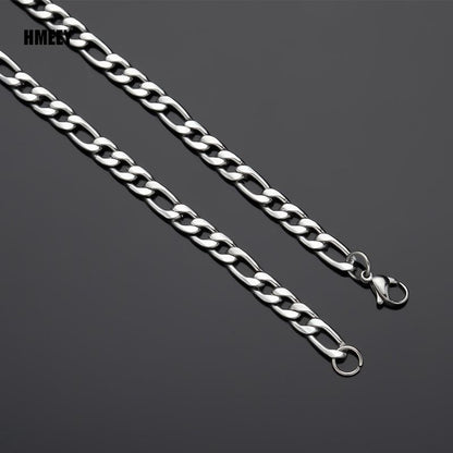 Colar Masculino de Aço Inoxidável Elo Corrente Figaro para Mulheres de Alta Qualidade Choker Impermeável Acessórios de Joias Cor Prata Presente