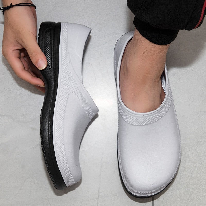 High Quality Chef Shoes Non-slip Waterproof Oil-Proof Kitchen Cook Flat Working Shoes Hotel Restaurant Clogs Men Slippers Flat