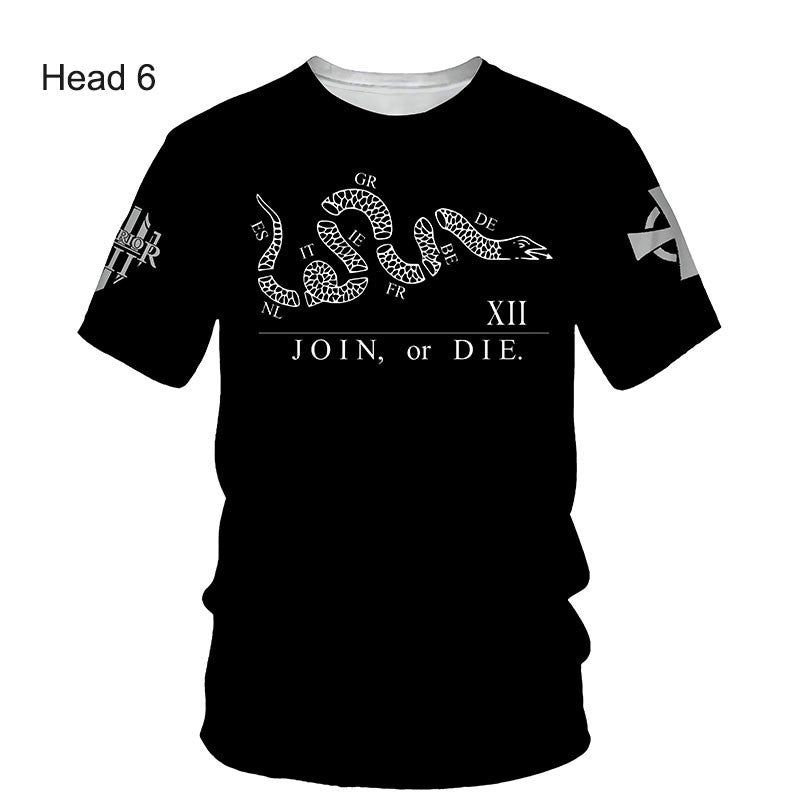 Crusader Knights Templar 3D Harajuku Print Handsome Retro Taste Fashion Personality Street Men's Round Neck Short Sleeve T-shirt