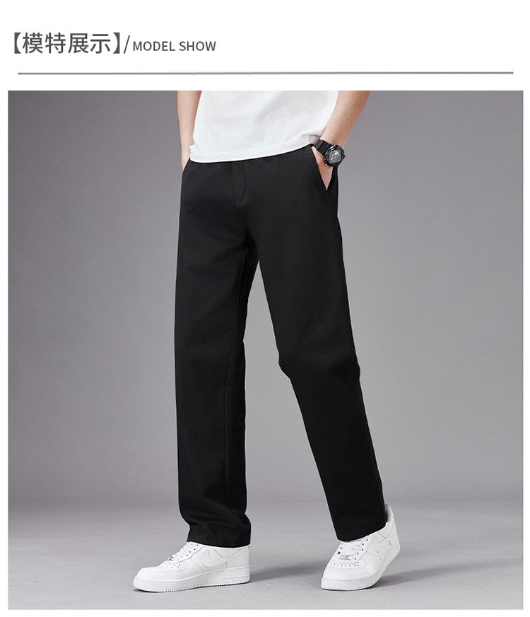 Calças Casuais Grandes Masculinas Cintura Elástica Perna Reta Ajustada Calças de Verão Masculinas Soltas de Algodão Roupa de Trabalho Plus Size Grande 6XL Cáqui Claro