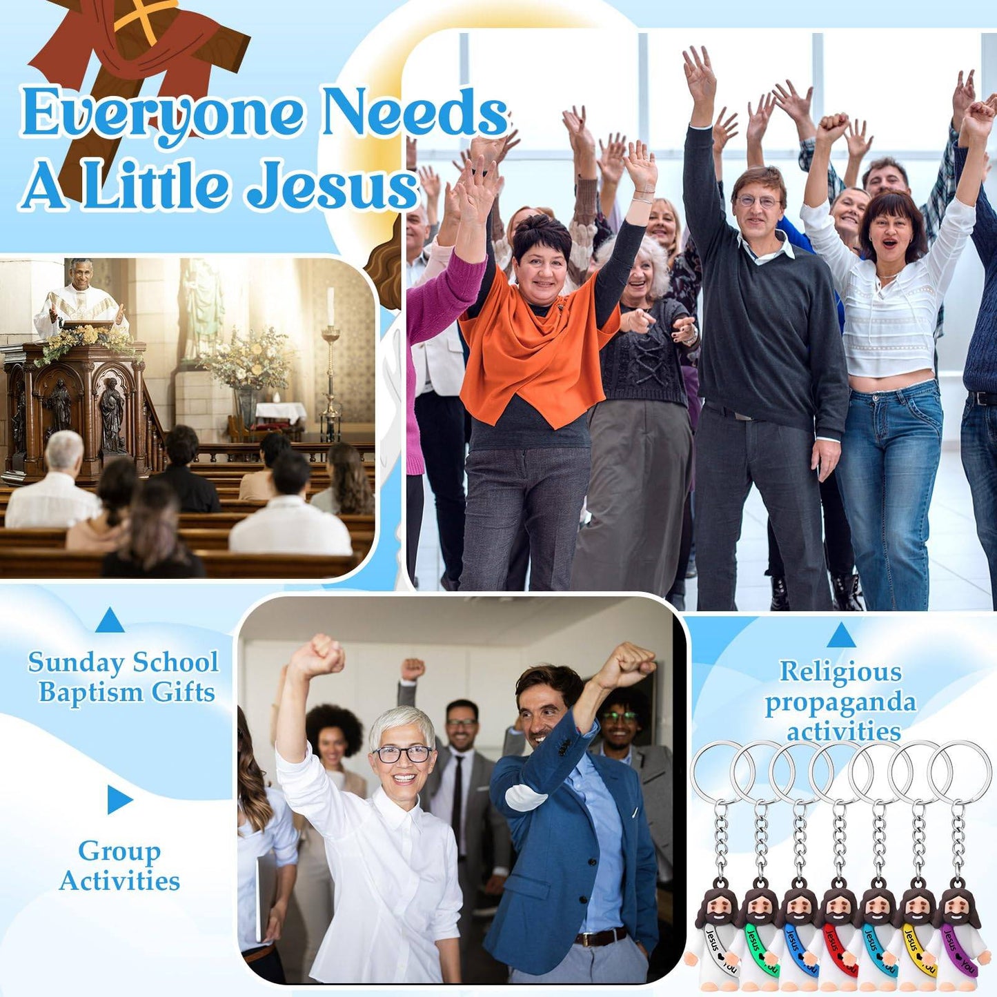 20-200PCS Little Jesus Figures Mini Jesus Figurines in Bulk Hide and Seek Religious Party Favor Sunday School Easter Egg Stuffer