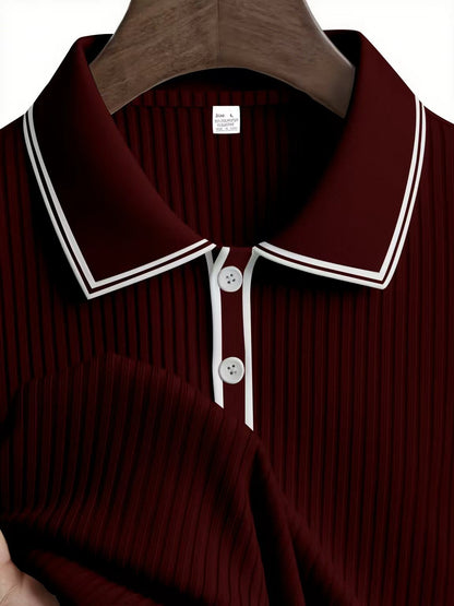 Spring And Autumn New Men's Striped Long Sleeve Polo Shirt Slim Fit Collar Multi Color Business And Leisure Versatile Men's Top
