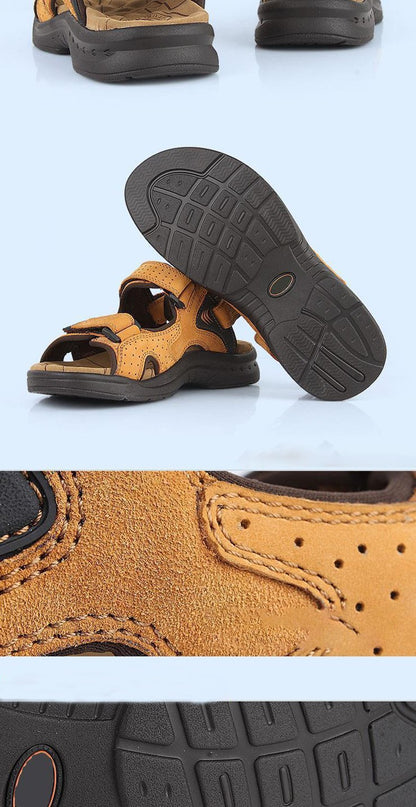 New Brand Classic Mens Sandals Summer Genuine Leather Sandals Men Outdoor Casual Lightweight Sandal Fashion Men Sneakers BigSize