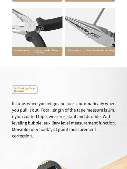 Xiaomi Mijia Power Tool Combo Kits Electric Screwdriver Self-lock Tape Measure Pliers Wrench Home Household DIY Hand Tool Kits
