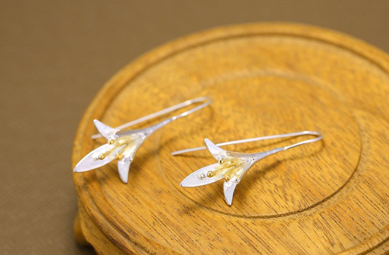 New Design Fashion 925 Sterling Silver Long Flower Earrings For Woman Girls Gift Statement Jewelry Pendientes