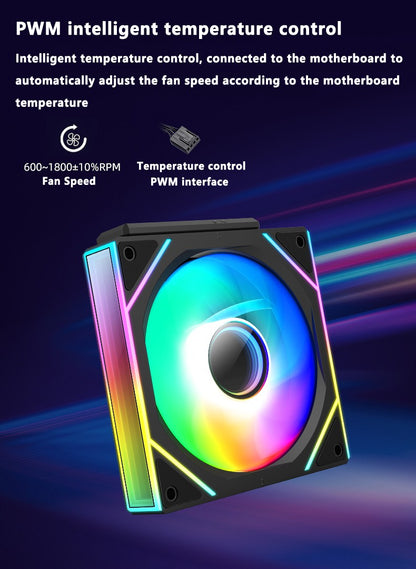 ICE Whale WX-2 Wire-Splicing PC Case Cooling Fan ARGB Mirror Cycle Light Effect 600-1800RPM PWM Water Cooling 360mm Cooler Fan