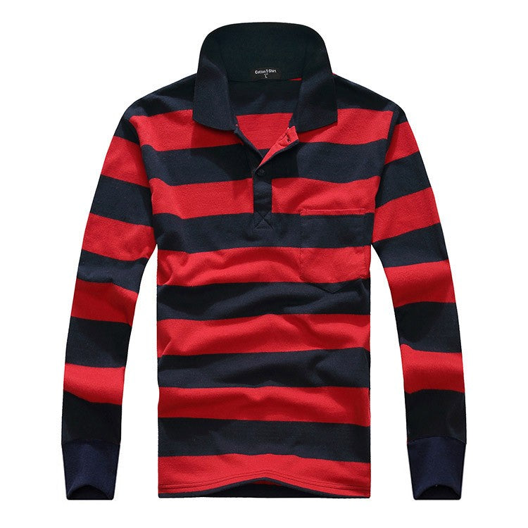 Cotton Polos Men Long Sleeve Mens Polo Shirt Spring Autumn Striped Male Polo Dress Classic Business 2018 Father Gift Drop Ship
