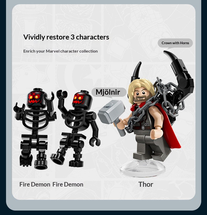 LEGO Blocos de Montar 76289 Batalha de Thor Boneco Boneca Menino e Menina Blocos de Montar Brinquedo Infantil Presente