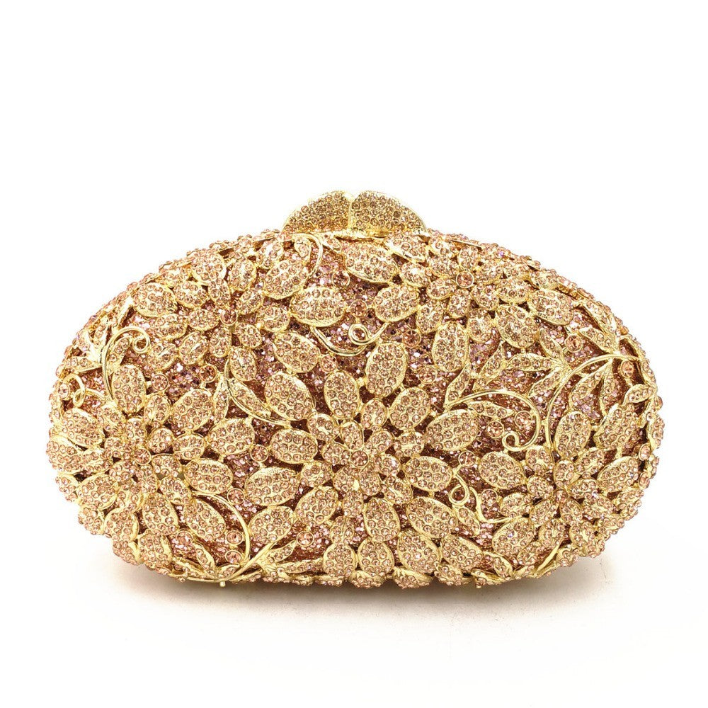 female Hollow Out Golden/black/gray Diamond Wedding Party Handbag Purse Women Crystal Clutch Evening Minaudiere Bag mom gifts