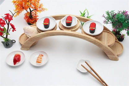 Hotpot arch bridge plate sushi bridge boat tableware Dessert wooden dim sum plate sushi tray japanese kitchen bento  sushi plate