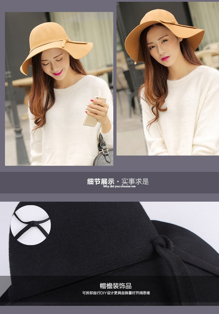 Fashion Winter Fedora Hats for Women Hat Vintage Bowler Jazz Top Cap Felt Wide Brim Floppy Sun Beach Cashmere Church Caps