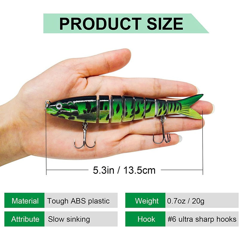 Iscas de Pesca Multi Articuladas Swimbait Crank Bait Isca Artificial Biônica de Afundamento Lento Água Doce Água Salgada Acessórios de Pesca de Truta Baixo