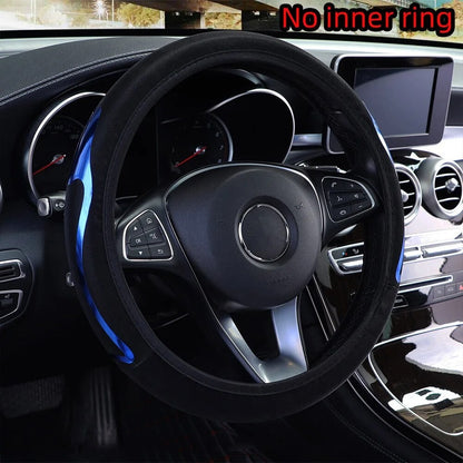 Shiny Skin PU Leather Dynamic Car Accessories without Inner Ring Steering Wheel Cover Suitable for 14.5-15inch