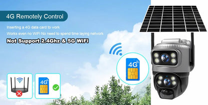 Câmera V380 Lente Dupla 4G Solar PIR Detecção Humana Visão Noturna À Prova D'Água Segurança Vídeo IP Câmera 8MP 4K Bateria Monitor CFTV