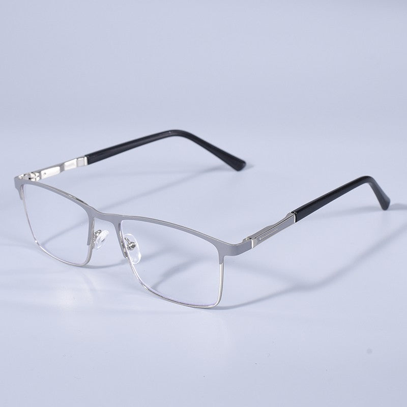 Anti Blue Light Men Reading Glasses Metal Full Frame Business Eyeglasses For Men Square Double Color Reading Eyewear +100+150