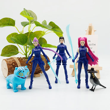 5 pçs/Conjunto Kpop Demon Hunters Figura Brinquedo PVC Modelo Desenho Animado Periféricos de Jogos Decoração de Mesa Coleção Boneca Para Presente Infantil