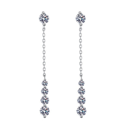 Lover Valentine's Day 18K White Gold Girl Friend Birthday Gift 1.92CT Moissanite Diamond Women Wedding PT950 Tassel Earrings