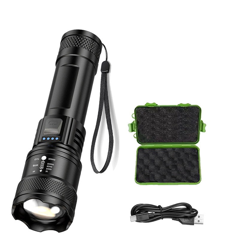 Lanterna Super Brilhante P50 Recarregável USB LED de Longo Alcance Tática À Prova D'Água para Acampamento Pesca Emergência