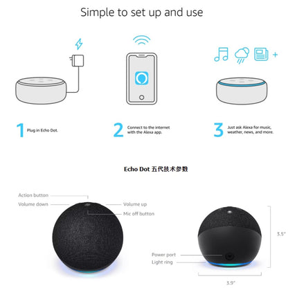 Oferta Hot Sale Smart Home Mini Speaker Novo Echo Dot5 com Alexa