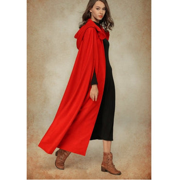 Caped Woolen Overcoat 2025 Europe Five Colors Hooded Shawl Lengthened Cloak Overcoat Woolen Overcoat Woman Windbreaker