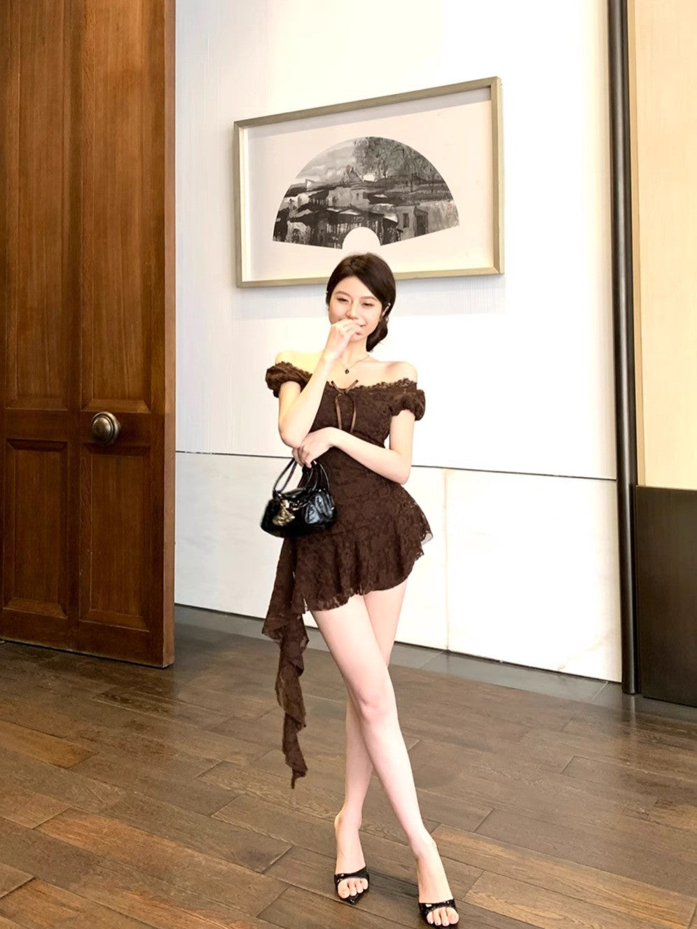 V Neck Lace Trim Shift Dress Women Summer Modern Heritage Aesthetic Youthful Chic Figure Flattering Day to Night Dress