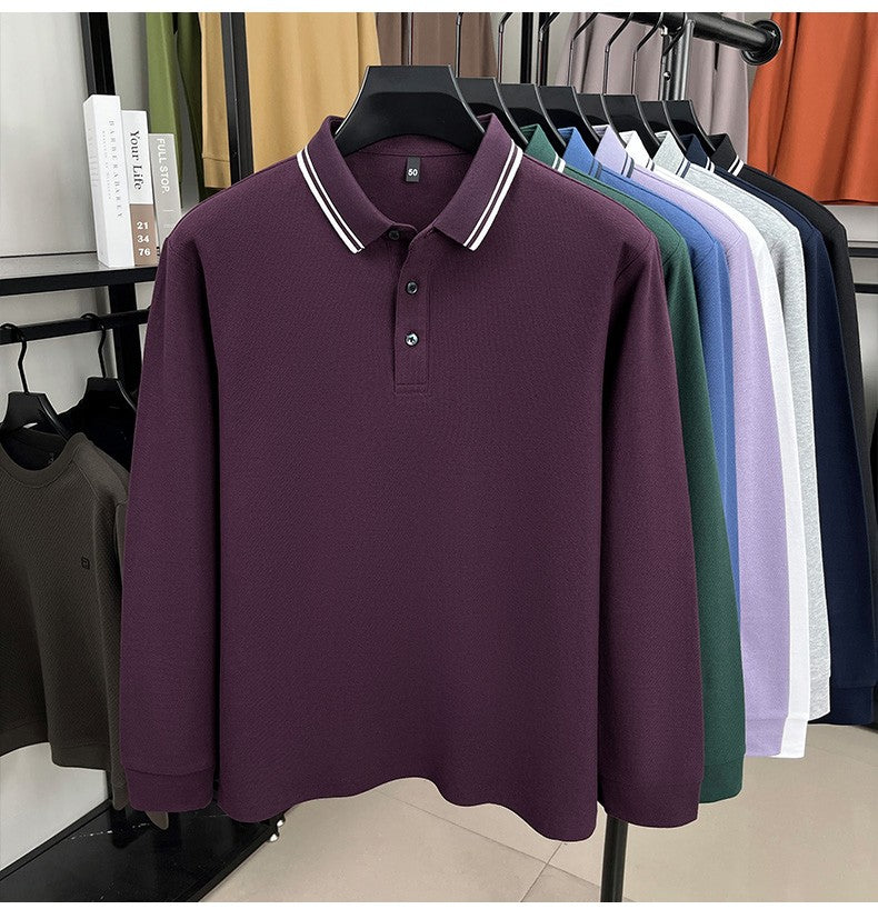 100% pure cotton high-quality brand men's long sleeve polo shirt autumn fashion striped original design golf top casual T-shirt