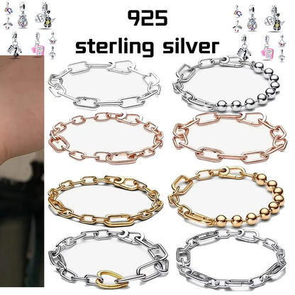 2025 Novo 925 Prata Esterlina Clássica Moda Pérola Pulseira Elo Corrente Joia de Alta Qualidade Acessório para o Dia das Mães