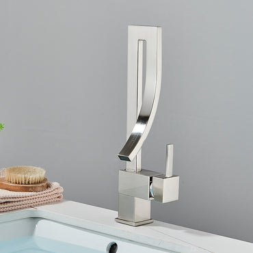 Bathroom Basin Faucet Brass Deck Mounted Mixer Taps Single Handle Single Hole Hot Cold Water Mixers Tap