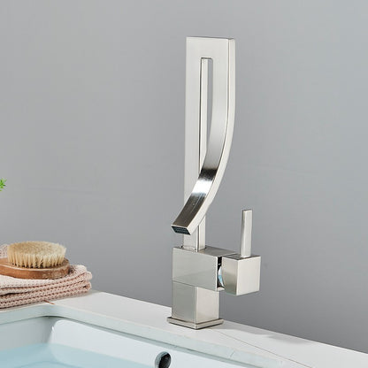 Bathroom Basin Faucet Brass Deck Mounted Mixer Taps Single Handle Single Hole Hot Cold Water Mixers Tap