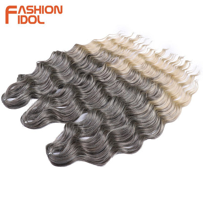 FASHION IDOL Cabelo de Crochê Torção Laranja Extensões de Cabelo Trançado de Onda Profunda Sintética Cabelo Onda de Água 24 Polegadas Fibra Resistente ao Calor