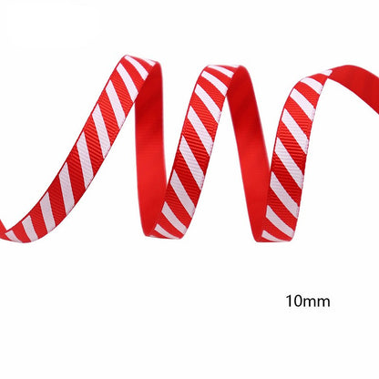 Diagonal Striped Thread Ribbon, 10 Yards Carnival Gift Box Packaging Ribbon for Holiday Scene Christmas Decoration