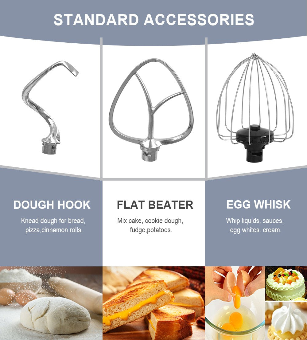 Robô Patissier Profissional 1400W 5.7L Aparelho de Cozinha Batedeira Elétrica com Suporte Alimentar USB Gancho de Massa Fábrica OEM Vendas Quentes