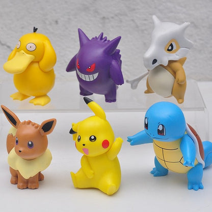 6 unidades Cubone Psyduck Gengar Eevee Squirtle Spirit Anime Bonecos Modelo de Decoração de Bolo Ornamento Brinquedos da Moda Presentes Colecionáveis