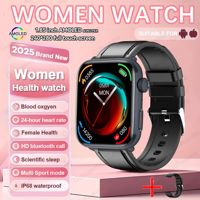 2025New NFC Smat Watch Women 1.85-inch Blood Pressure Heart Rate Bluetooth Call Female Health Smarwatches Ladies For Android IOS