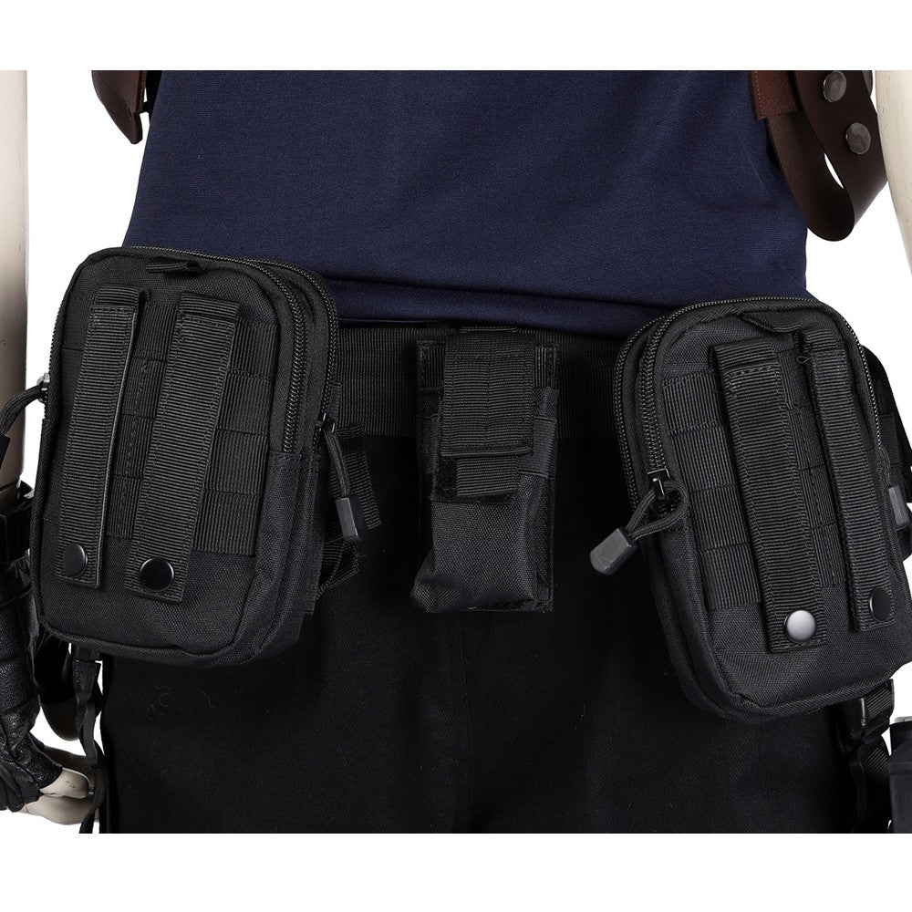 Carnival Game Leon Kennedy Costume RE Accessories Utility Belt With Bags Hero  Cosplay T-Shirt Officer Armpit Holster Halloween