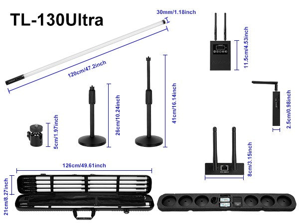 RGB Programmable Pixel LED Tube Light TL-130Ultra DMX Artnet Control for Video Studio DJ Booth