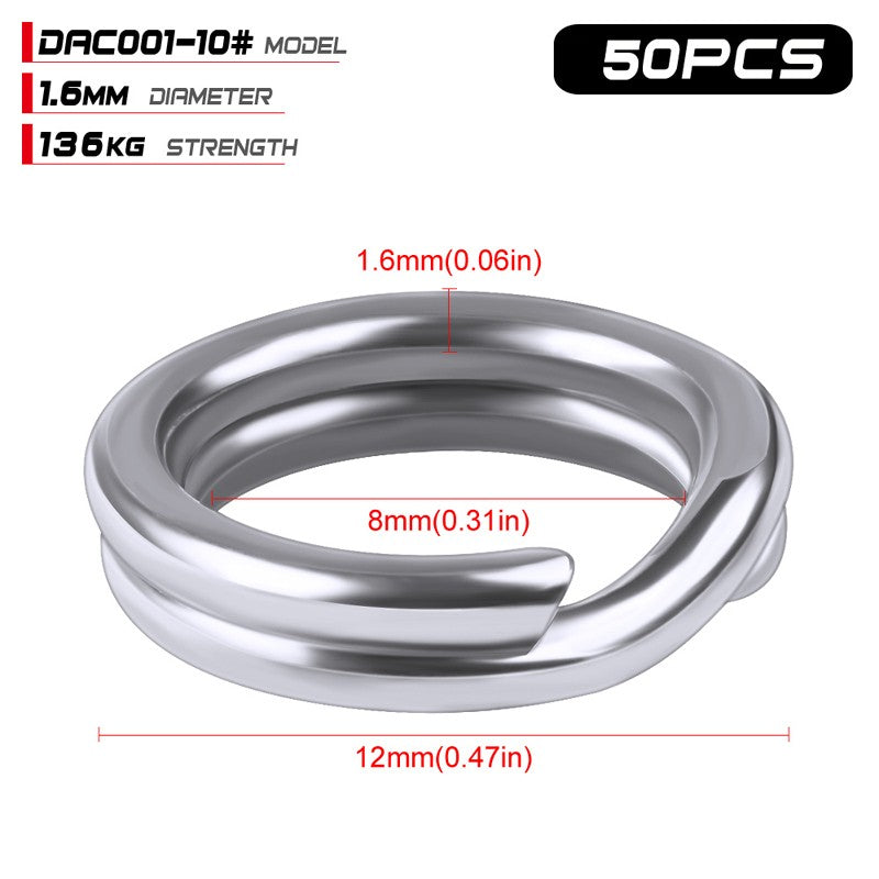 PROBEROS 50 Anéis Divididos para Pesca, Isca Rígida Crank, Prata, Aço Inoxidável 0#-12#, Acessórios Conectores de Pesca, Equipamento
