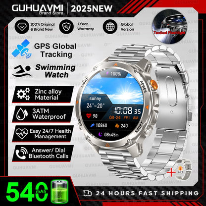 2025 Novo Smartwatch Profissional GPS Esportivo ao Ar Livre Corrida Rastreamento GPS Natação Bússola Altímetro 3ATM Pulseiras Esportivas Masculino