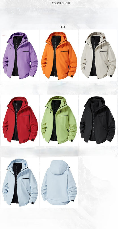 Hiking Jacket Waterproof Women Men 3 in 1 Two-Piece Detachable Windproof Waterproof Mountaineering Ski Jackets Men 2025 New