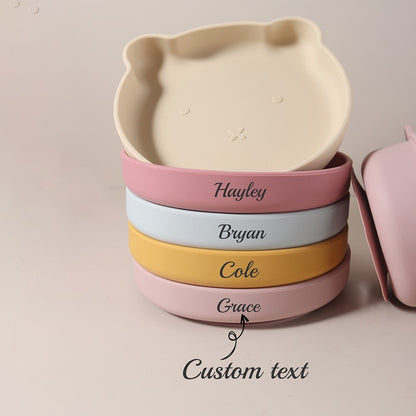 Personalised baby bear shape silicone feeding plate My First Bear Plate | Custom Name & Strong Suction for Easy Feeding