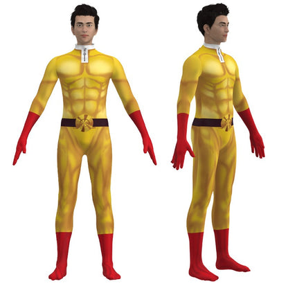 One Punch Man Cosplay Costumes For  Saitama Anime Cosplay Bodysuit Superhero Halloween Jumpsuits Outfits with Cloak Role