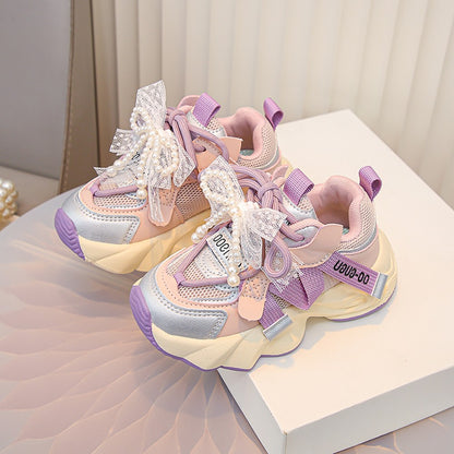 Autumn Sneakers For Kids Korean Style Trend Fashion Girl's Sneakers Soft-soled Breathable Teenager Children Sport Shoes